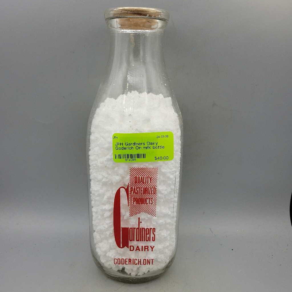 Gardiners Dairy Goderich On milk bottle (JFH)