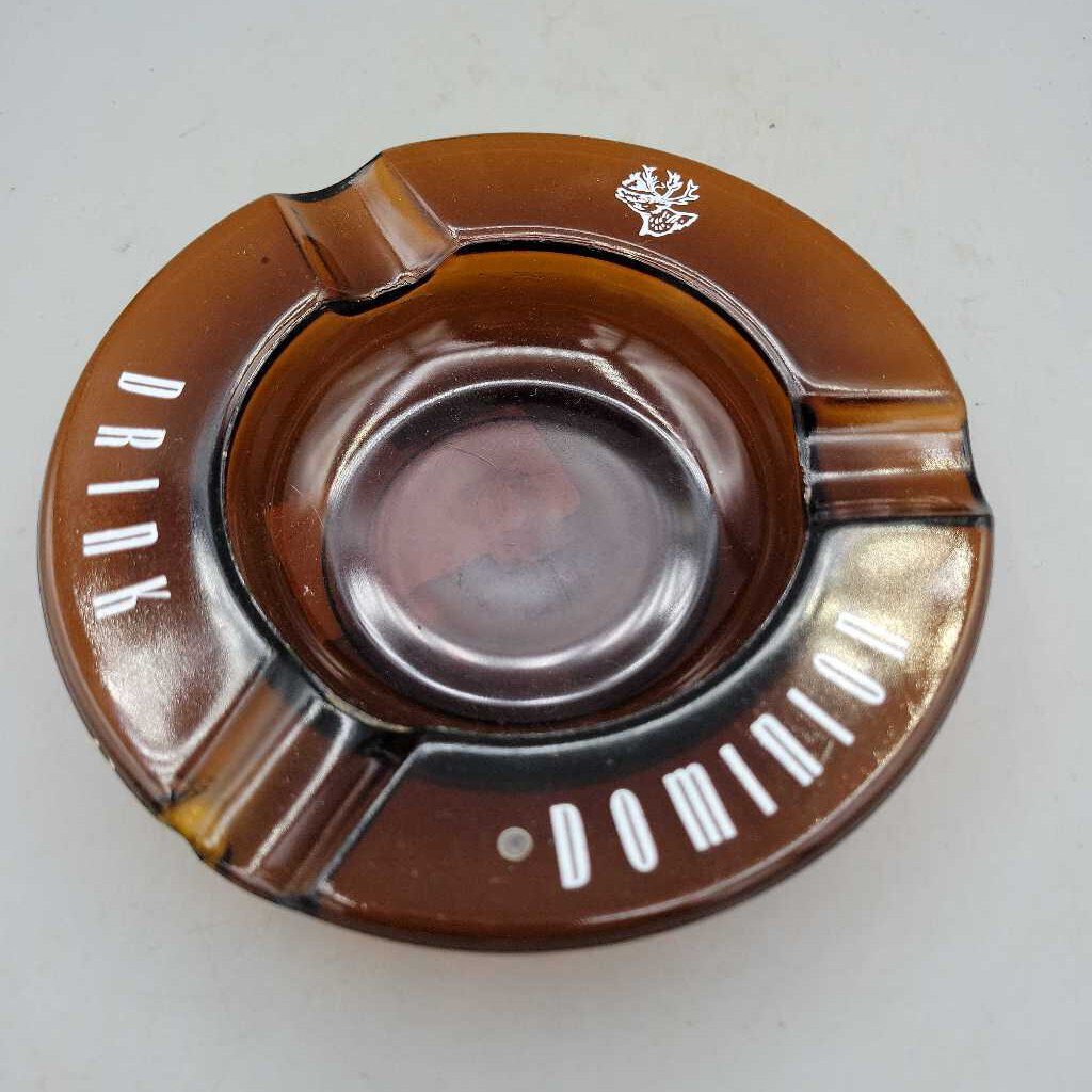 Drink Dominion Amber Glass Ashtray (JEF)