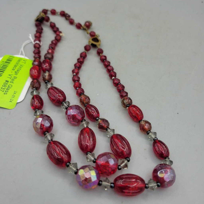 Vintage Red Glass Necklace - VT