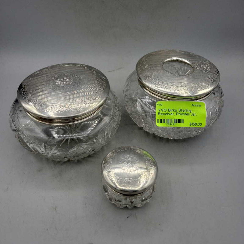 Birks Sterling Receiver, Powder Jar, Dresser Jar Set (YVO) (402)