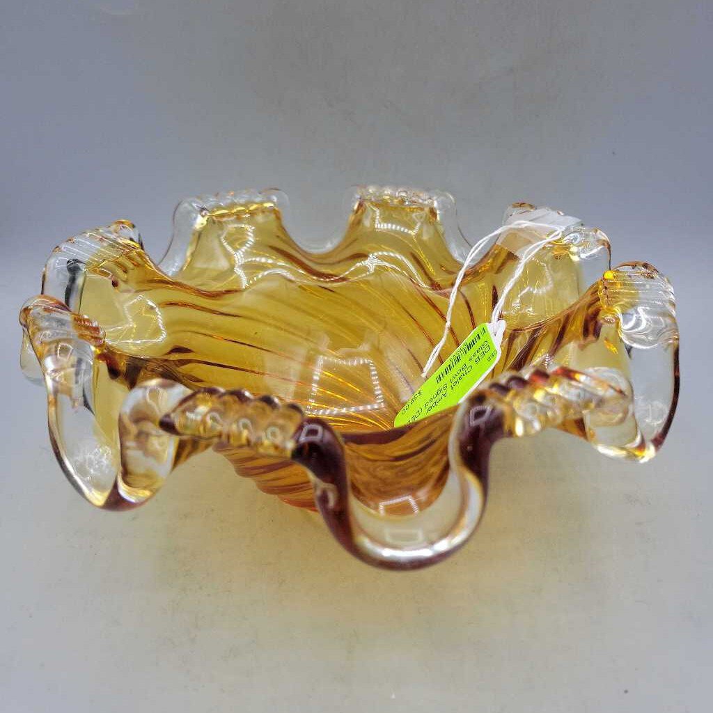 Chalet Amber Glass Bowl Signed (DEB)