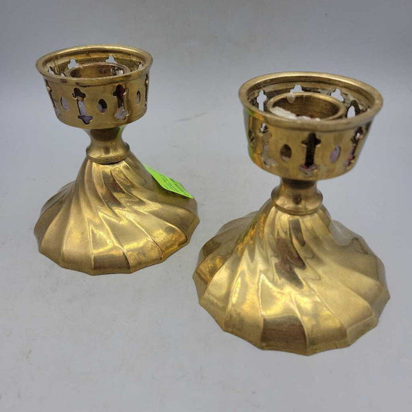 Pair of Brass candle holders (JAS)