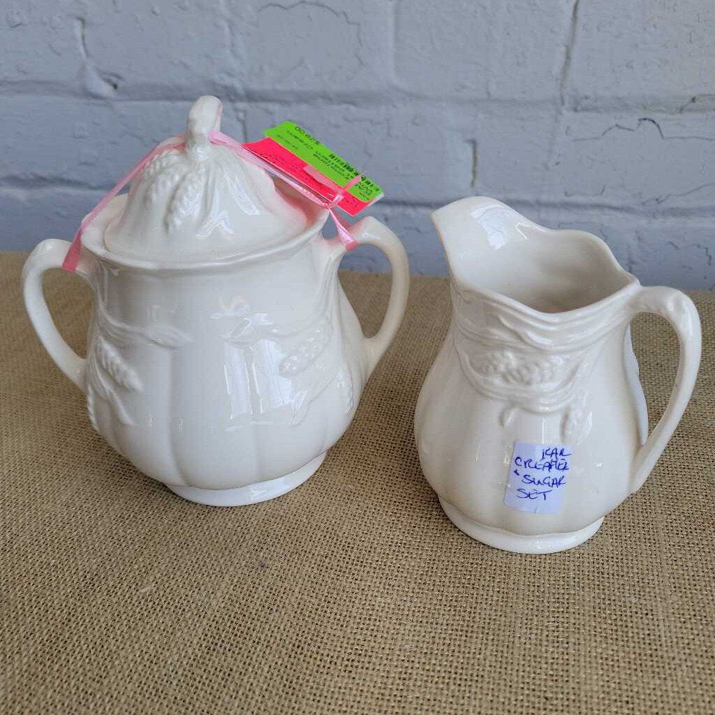 ironstone Wheat pattern Cream and Sugar set (KAR)