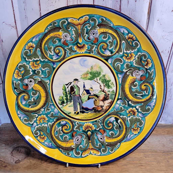 Hand Painted Large Wall Plate Desvres France SCAD0359