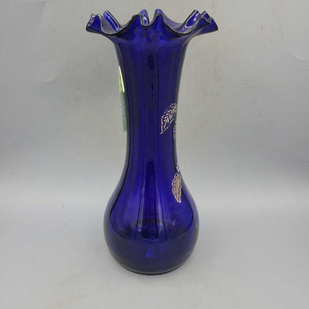 Victorian Cobalt Vase Hand Painted (RHA)