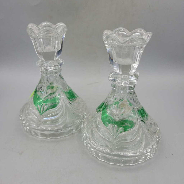 2 Crystal Candle Stick holders Pair (LIND) D363
