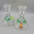 2 Crystal Candle Stick holders Pair (LIND) D363