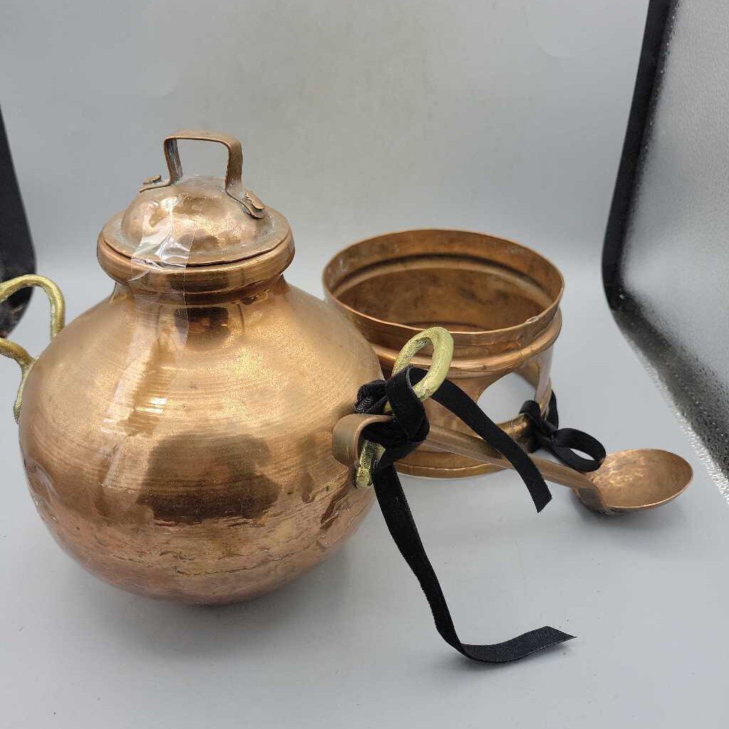 1930's Copper / Brass cooking pot with burner (M2) 6042