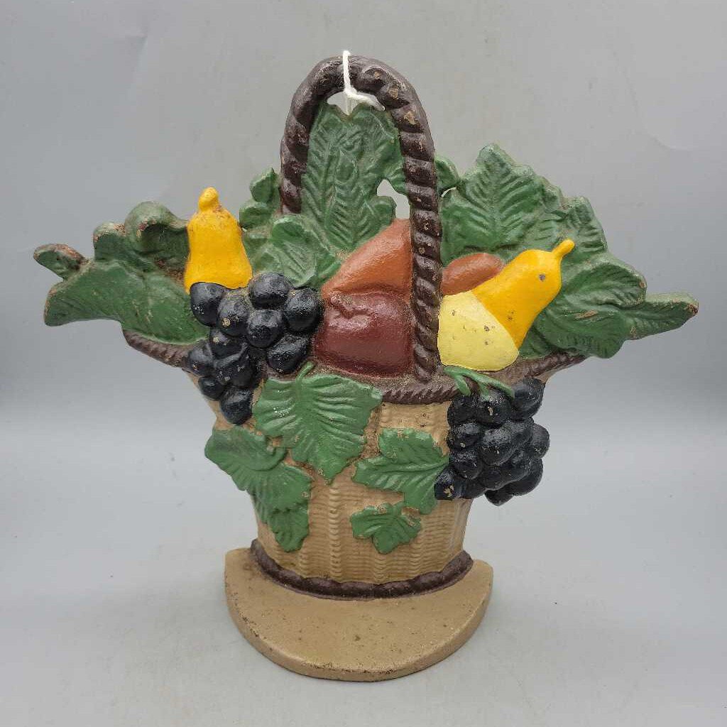 Antique Cast Iron Fruit Basket Door Stop (JAS)